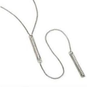 Kendra Scott Shea Antique Silver Pave Bar Lariat Necklace